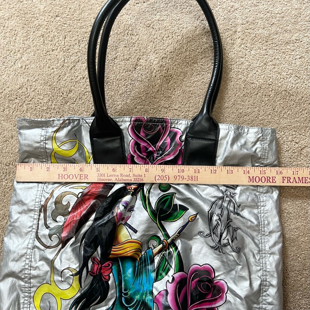 Vintage Limited Edition Christian Audigier Silver Artsy Tote Bag - Picture 11 of 12